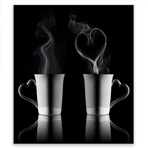 SmartDecoration Herdabdeckplatte Ceranfeldabdeckung aus Glas 45x52 cm Einteilig Motiv "Kaffee" Schwarz (101920) von SmartDecoration