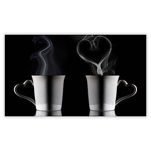 SmartDecoration Herdabdeckplatte Ceranfeldabdeckung aus Glas 52x30 cm Einteilig Motiv "Kaffee" Schwarz (100220) von SmartDecoration