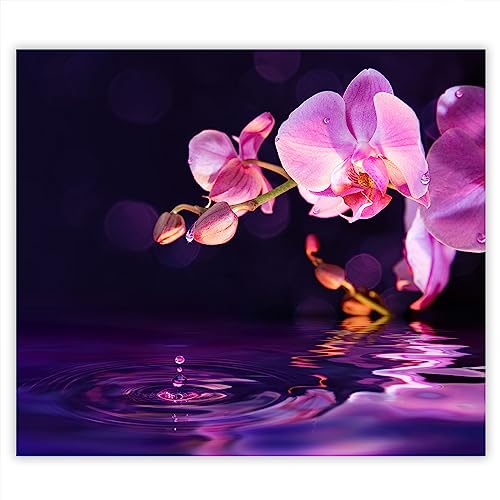 SmartDecoration Herdabdeckplatte Ceranfeldabdeckung aus Glas 60x52 cm Einteilig Motiv "Blumen" Schwarz (100834) von SmartDecoration