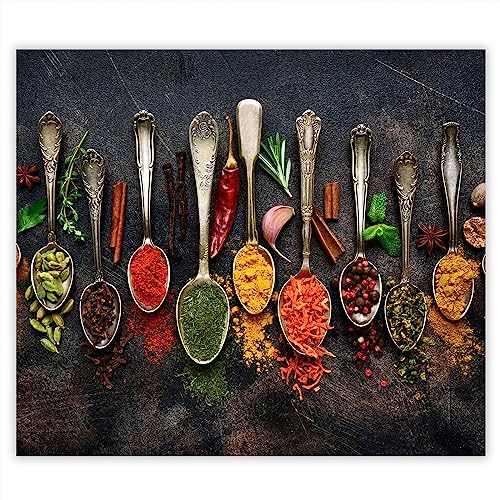 SMTDeco Herdabdeckplatte 60×52 cm – Mehr Arbeitsfläche, Spritzschutz & Schneidebrett – ESG Glas, kratzfest – für Induktion/Ceranfeld – 1-teilig, Motiv Gemüse Grau von SMTDeco