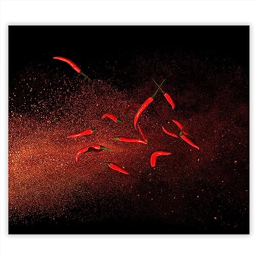 SmartDecoration Herdabdeckplatte Ceranfeldabdeckung aus Glas 60x52 cm Einteilig Motiv "Gemüse" Rot (100877) von SmartDecoration