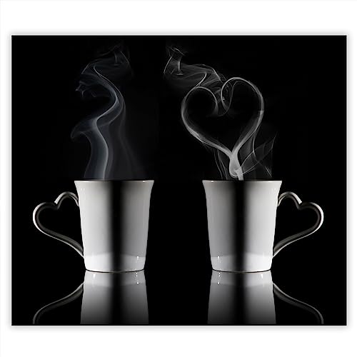 SmartDecoration Herdabdeckplatte Ceranfeldabdeckung aus Glas 60x52 cm Einteilig Motiv "Kaffee" Schwarz (100820) von SmartDecoration