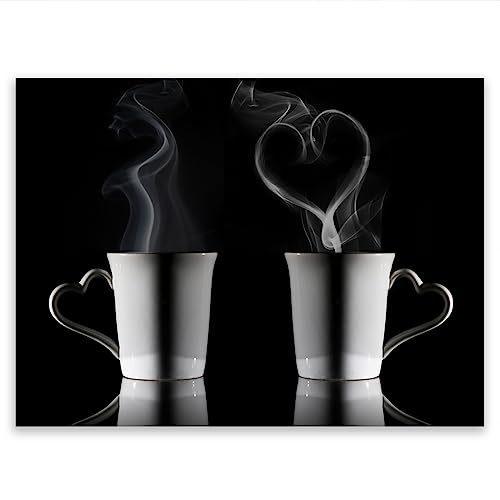 SmartDecoration Herdabdeckplatte Ceranfeldabdeckung aus Glas 70x52 cm Einteilig Motiv "Kaffee" Schwarz (101820) von SmartDecoration