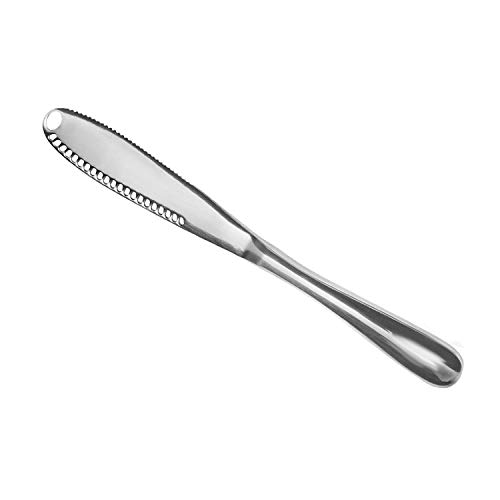 SmartHitech 1-Set Edelstahl-Butterverteilermesser, 3-in-1-Spreader-Slicer Butter Curler-Messer mit gezahnter Schneide von SmartHitech
