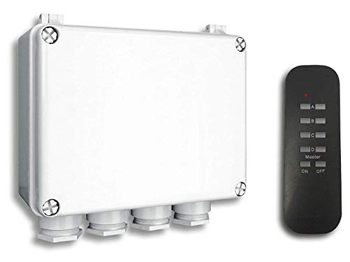 Smartwares 2er-Set SmartHome Funk-Dreifachschalter für Geräte bis 400 W mit Fernbedienung 4-Kanal für den Außenbereich, IP55, 1 Stück, SH5-SET-OB von Smartwares