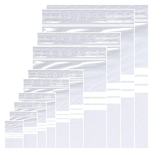 100 St. Druckverschlussbeutel 6 x 8 cm klein packtaschen gefrierbeutel wiederverwendbar baggys zip beutel baggies 50 my stark DIN A8 mit beschriftungsfeld (60 x 80 mm) von SmartPack
