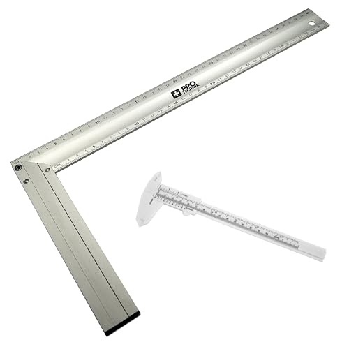 Anschlagwinkel 400mm Zimmermannswinkel Aluminium Tischlerwinkel 40cm Winkel-messer Schreinerwinkel. Inklusive 150mm Messschieber! von SmartPack