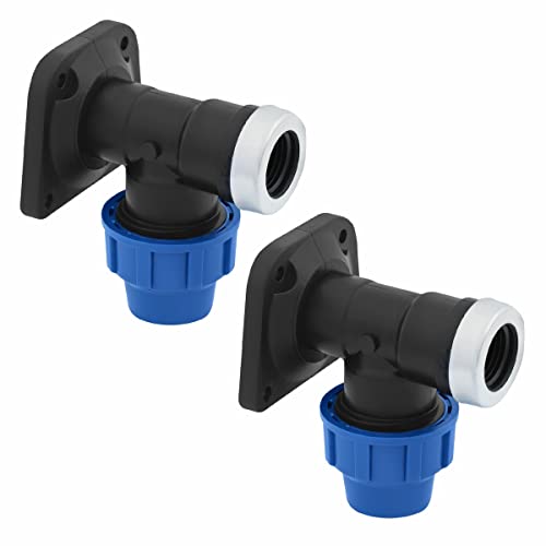 SmartProduct PP Wandwinkel mit Innengewinde 20mm x 1/2 Zoll Verschraubung für PE Rohr PN16 DVGW Trinkwasser zertifiziert – 20 mm Klemmverbinder Kupplung für PE80 PE100 Rohren - 2 Stück von SmartProduct