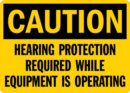 Lyle Warnschild"Caution: Hearing Protection Required", Schwarz auf Gelb 7" x 10" U1-1029-RA_10x7 1 von SmartSign