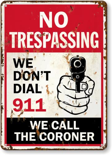 SmartSign Lustiges Schild mit Aufschrift "We Don't Dial 911, We Call The Coroner", 35,6 x 25,4 cm, mit Pistolen-Grafik, 40 mm laminiertes, rostfreies Aluminium, Retro/Vintage, mehrfarbig, hergestellt SmartSign Lustiges Schild mit Aufschrift "We Don't Dial 911, We Call The Coroner", 35,6 x 25,4 cm, mit Pistolen-Grafik, 40 mm laminiertes, rostfreies Aluminium, Retro/Vintage, mehrfarbig, hergestellt von SmartSign