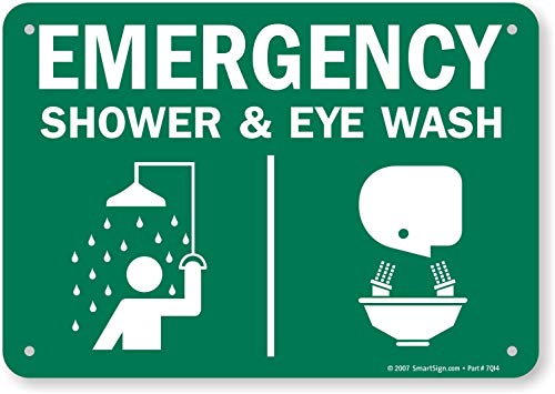 SmartSign - S-4224-PL-10 "Emergency Shower & Eye Wash" Schild | 17,8 x 25,4 cm Kunststoff grün von SmartSign