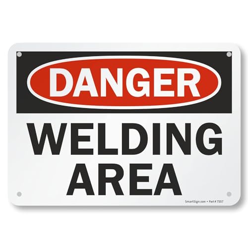 SmartSign Schild mit Aufschrift "Danger Safety - Welding Area", 17,8 x 25,4 cm, Aluminium von SmartSign