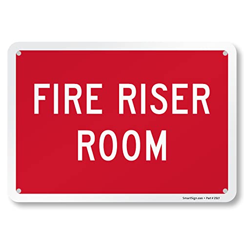 SmartSign Sicherheitsschild, Legende "Fire Riser Room", weiß auf rot, 7" x 10", Weiß auf Rot, 1 von SmartSign