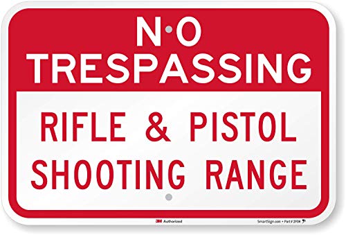 smartsign 3 m High Intensity Grade Reflektierende Zeichen, Legend "No Trespassing – Gewehr Pistole Schießstand," 30,5 cm hoch x 45,7 cm breit, rot auf weiß von SmartSign