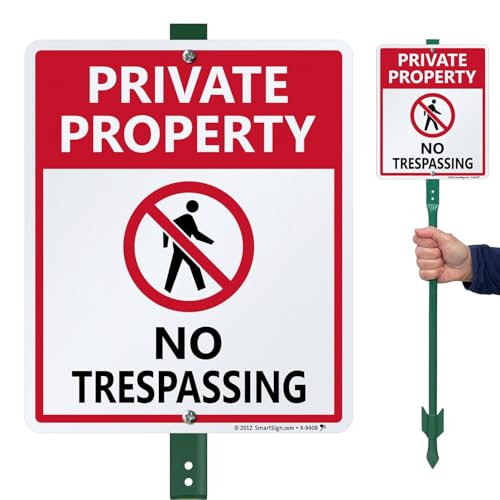 smartsign Aluminium Schild, Legend "Private Property – No Trespassing" mit Grafik, 30,5 cm Hohe x 22,9 cm breit Schild Plus 3 'Dem Spiel, schwarz/rot auf weiß von SmartSign