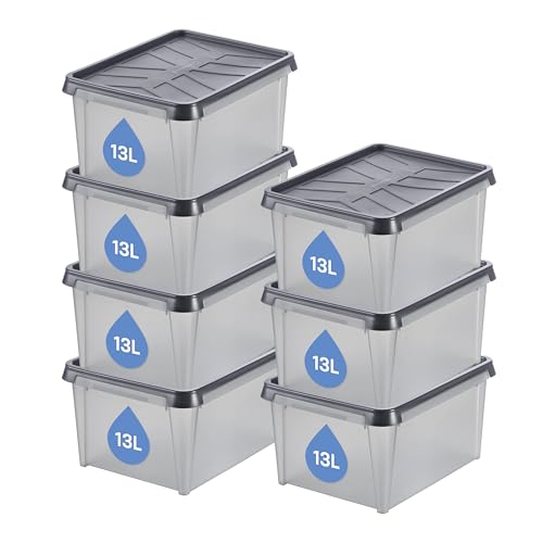 SmartStore Aufbewahrungsbox mit Deckel 13 L wasserdicht Plastik – 7er-Set – mattiert - ineinander & übereinander stapelbar - lebensmittelecht & BPA-frei - IP64 - L40 x B30 x H20 cm 10 Jahre Garantie von SmartStore