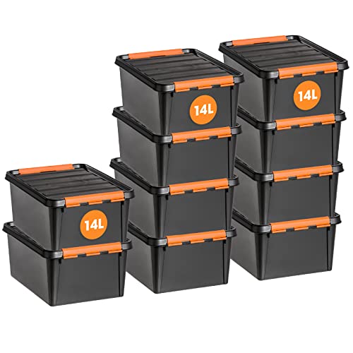SmartStore Aufbewahrungsboxen mit Deckel, groß – 10er-Set zur Werkzeugaufbewahrung – Aufbewahrungsbox mit 14 l – ineinander und übereinander stapelbar BPA-freier Kunststoff – 40 x 30 x 19 cm – schwarz SmartStore Aufbewahrungsboxen mit Deckel, groß – 10er-Set zur Werkzeugaufbewahrung – Aufbewahrungsbox mit 14 l – ineinander und übereinander stapelbar BPA-freier Kunststoff – 40 x 30 x 19 cm – schwarz von SmartStore