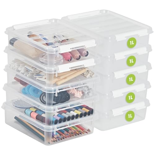 SmartStore Kleine Aufbewahrungsboxen 1L – 10 transparente und stapelbare Boxen mit Deckel und Clipverschluss, BPA-frei und lebensmittelecht, 21x17x6cm, Eine Grösse von SmartStore