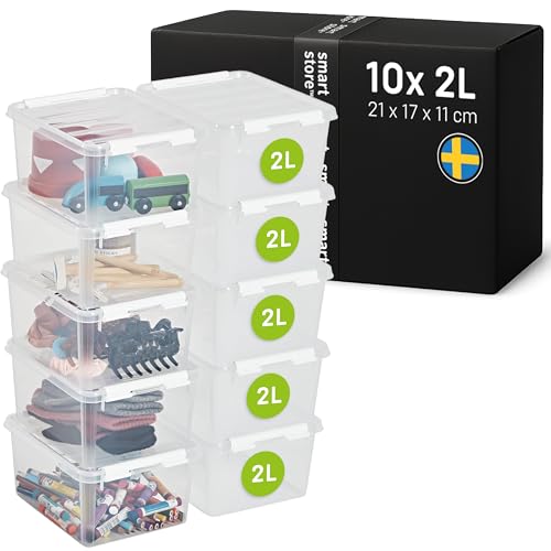SmartStore - 10x Aufbewahrungsbox mit Deckel Classic 2L (21x17x11cm) | Stapelbare Box mit Deckel | Lebensmittelechte Kunststoffbox | Plastikbox mit Deckel & verstärkten Ecken | 10 Jahre Garantie von SmartStore