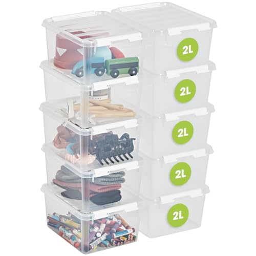 SmartStore Aufbewahrungsbox mit Deckel klein 2 L – 10 transparente und stapelbare Plastik Boxen mit Clipverschluss weiß – Kunststoff BPA-frei und lebensmittelecht – 21 x 17 x 11 cm - 10 Jahre Garantie von SmartStore