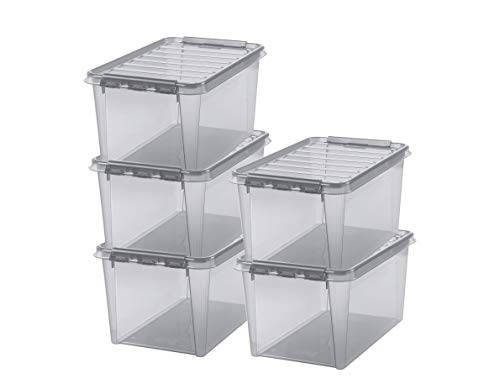 SmartStore - Farbe 45 - Set mit 5 Aufbewahrungsboxen - Grau - 59 x 39 x 31 cm - 47l von SmartStore