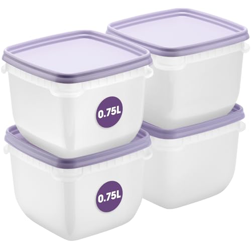 SmartStore Frischhaltedosen mit Deckel und Kühlschrank Organizer 0.75L 4er Set | Geeignet für Kühlschrank und Gefrierschrank | BPA freie meal prep boxen | Gefrierbox Set, Lavendel von SmartStore