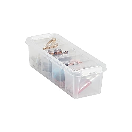 SmartStore Kleine Aufbewahrungsbox 3,5L–Einzelbox mit Einsatz, Deckel und Clipverschluss–transparente und stapelbare Plastik Boxen–Kunststoff BPA-frei und lebensmittelecht–38x14x11cm-10 Jahre Garantie von SmartStore