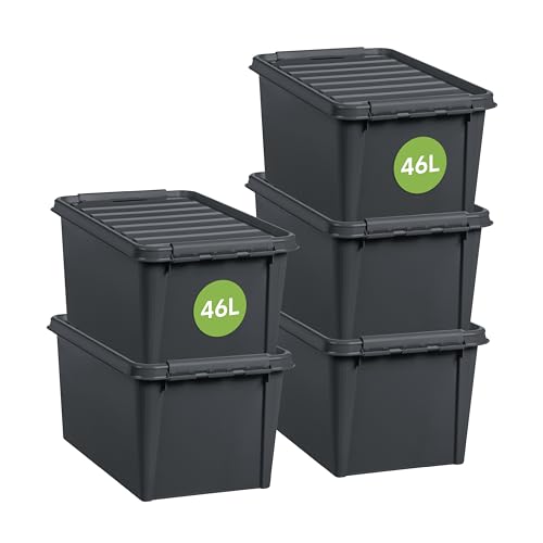 SmartStore - Recycled 45-10er Set Aufbewahrungsboxen - 100% recycelter Kunststoff - Grau - 59 x 39 x 31 cm - 47 l von SmartStore