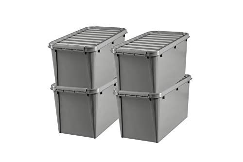 SmartStore - Recycled 70 - 4 er Set Aufbewahrungsboxen - 100% recycelter Kunststoff - grau - 72x40x38cm - 70l von SmartStore