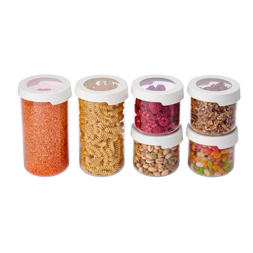 SmartStore Runde Vorratsdosen mit Deckel 0.75L und 1.45L – 6er Set – 20% biobasierte Kunststoff-Lagerung Box mit Deckel, BPA-frei, spülmaschinenfest- Küche Aufbewahrungsbehälter 4x 0.75L, 2x 1.45L von SmartStore
