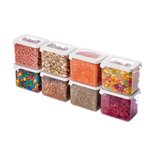 SmartStore Vorratsdosen 0.8L – 8er Set - 20% bio-basiertes Plastik Aufbewahrungsbox mit Deckel, BPA-frei, Spülmaschinenfest – Stapelbare Küche Organizer – 12.5 x 9 x 10cm von SmartStore