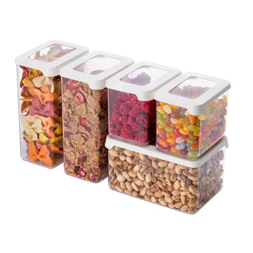 SmartStore Vorratsdosen 5er Set Luftdicht – 20% bio-basiertes Plastik Aufbewahrungsbox mit Deckel, BPA Frei, Spülmaschinenfest – Stapelbare Küche Organizer – 2x 0.8L, 2x 1.6L, 1x 1.65L von SmartStore