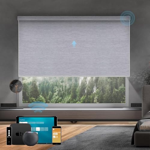 SmartWings Elektrisches Rollo mit Fernbedingung, Smart Rollo Innen 100% Verdunkelung, Kompatibel mit Alexa, Google Home, Homekit, Benutzerdefinierte Größe,Essentiell Grau von SmartWings