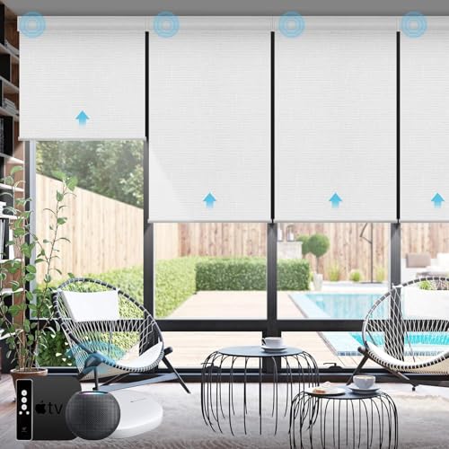 SmartWings Elektrisches Rollo mit Fernbedingung, Smart Rollo Innen 100% Verdunkelung, Kompatibel mit Alexa, Google Home, Homekit, Benutzerdefinierte Größe,Safari Weiß von SmartWings