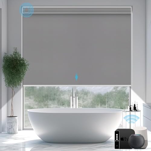 SmartWings Elektrisches Rollo mit Fernbedingung, Smart Rollo Innen 100% Verdunkelung, Kompatibel mit Alexa, Google Home, Homekit, Benutzerdefinierte Größe,Vinyl Dunkelgrau von SmartWings