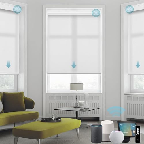 SmartWings Elektrisches Rollo mit Fernbedingung, Smart Rollo Innen 70% Verdunkelung, Kompatibel mit Alexa, Google Home, Homekit, Benutzerdefinierte Größe, Essential Weiß von SmartWings