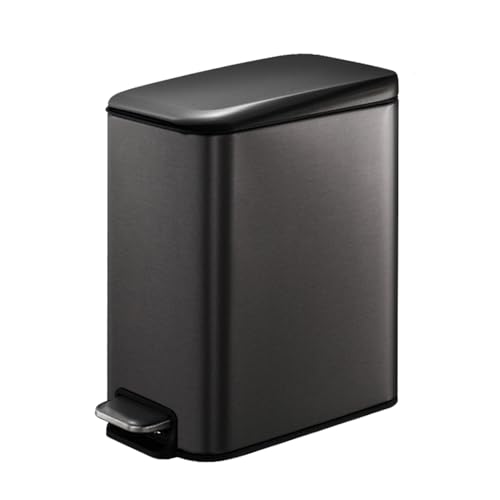 Smartbin 5L Edelstahl Eimer Kleiner Abfalleimer Badezimmer Küche Papierkorb Treteimer Mülleimer Küchenabfalleimer Rechteckig Sanft Schließender Mülleimer mit Deckel Schwarzgold von Smartbin