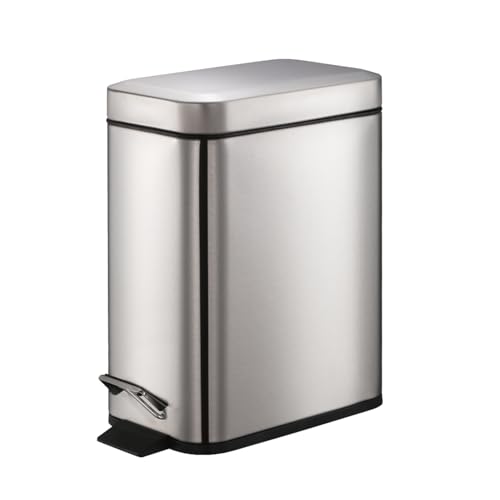 Smartbin 5L Edelstahl Abfalleimer Badezimmer Eimer Küche Papierkorb Treteimer Mülleimer Küchenabfalleimer Rechteckig Sanft Schließender Mülleimer mit Deckel Silber von Smartbin