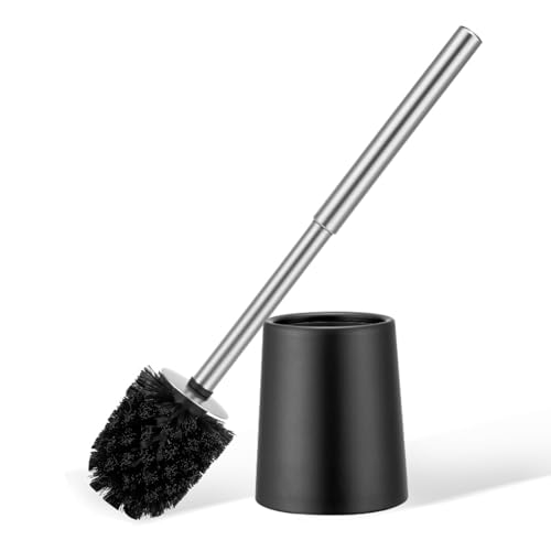 Smartbin Klobürste mit Halter Klobürstenhalter D11xH43CM Toilettenbürste WC Bürste und Halter WC Bürste Bürstenhalter Badezimmer PP-Borste Reinigungsbürste aus Metall Schwarz von Smartbin