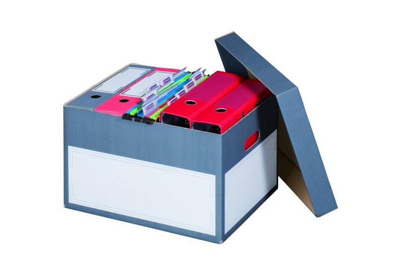 Smartbox Pro Aufbewahrungsbox (Spar-Set, 10 St., 10er-Set), Archiv-Ablageboxen Deckel 414x331x266mm 2-wellig Anthrazit Breite 35cm von Smartbox Pro