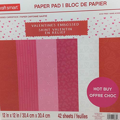 Craft Smart Valentinskartonpapier, geprägt, 30,5 x 30,5 cm, 42 einseitige Blätter, säurefrei von CraftsMart