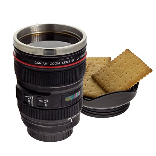 Smartfox Kaffeebecher Thermobecher im Kameraobjektiv-Design 400ml in Schwarz von Smartfox
