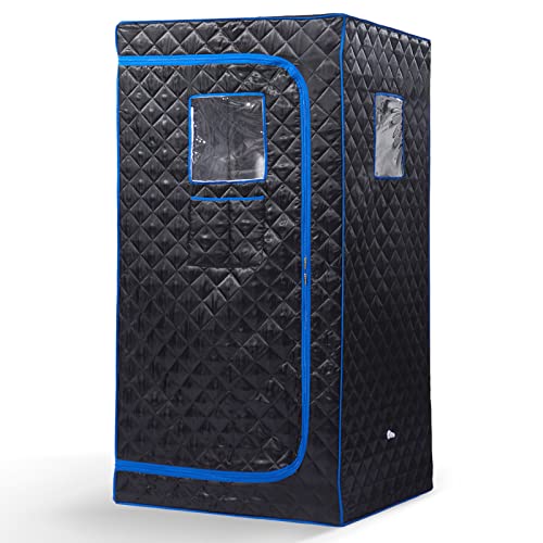 Smartmak Dampf-Sauna-Zelt in voller Größe, tragbares EIN-Personen-Spa-Raum für Detox-Therapie, Dampfgarer Nicht im Lieferumfang enthalten (86,1 cm L x 86,1 cm B x 167,1 cm H), dunkelschwarz von Smartmak