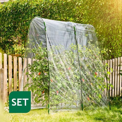 Tomatengewächshaus als Folientunnel-Set 2x2m / transparente Überdachung mit Bögen+Folie von Smartmaxx