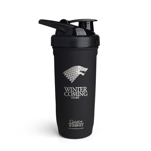 Smartshake Reforce Shaker-Flasche aus Edelstahl, Game of Thrones Winter Is Coming, 900 ml, leichte Sport-Shaker-Flasche mit weichem Deckel, auslaufsicher, BPA-frei und DEHP-frei von Smartshake