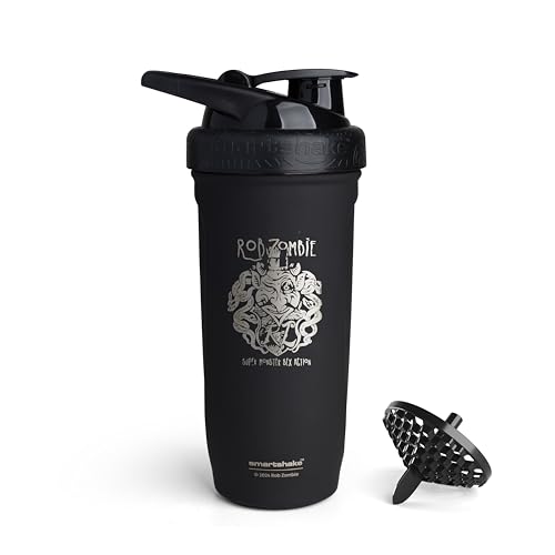 Smartshake Rockband Reforce Protein Shaker Edelstahl 900 ml | 30 oz – Auslaufsicherer Schraubdeckel – BPA-frei – Nicht isoliert – Unisex Gym Shaker Edelstahl - Rob Zombie von Smartshake