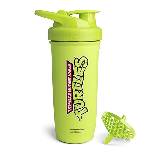 Smartshake TMNT Reforce Protein Shaker Edelstahl 900 ml | 30 oz – Auslaufsicherer Schraubverschluss – BPA-frei – Nicht isoliert – Unisex Gym Shaker Edelstahl - Light Green von Smartshake