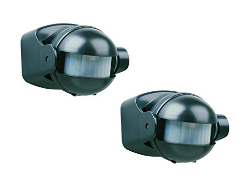 2er Pack Bewegungsmelder schwarz, 12m/180° mit einstellbarem Zeitintervall, IP44 von Smartwares