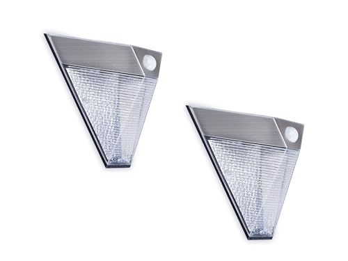 2er Set LED Solar Außenleuchte mit Bewegungsmelder, Edelstahl, Wandleuchte Downlight, IP43 von Smartwares