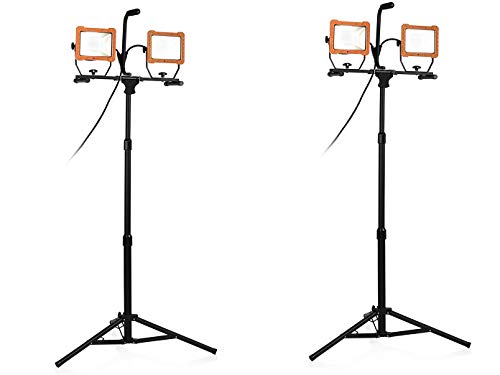 2er Set Smartwares LED Doppelbaustrahler mit abnehmbarem Stativ, 2in1 Arbeitsscheinwerfer Ultra Bright von Smartwares